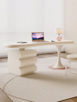 Bureau en bois massif de style français, couleur crème, bureau d'ordinateur/d'écriture/de bureau, petits appartements, design moderne et simple, finition blanche