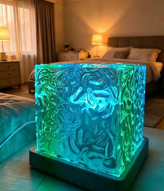Aurora Northern Night Light Ocean Wave Projector Gemly Water Pattern Cube Light Gradual Rotating Flame Wave Effect Colorful Lamp