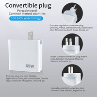 Vente en gros Chargeur rapide 65W GaN Double Ports Compact Pliable US Plug Chargeur de voyage pour ordinateur portable pour téléphone portable