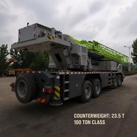 Grue à flèche télescopique ZTC1000V663, en stock, d'occasion, capacité 100 tonnes, flèche 60,5 m, pour travaux de construction de ponts et de structures en acier
