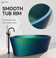 Baignoire autoportante en acrylique couleur personnalisée, 67 pouces, forme ovale, portable avec drain, baignoire profonde pour salle de bain à domicile, facile à nettoyer