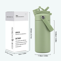Bouteille d'eau isotherme anti-fuite de 400 ml pour enfants, en acier inoxydable, avec paille, pour la maternelle et les tout-petits, personnalisable avec logo, idéale comme cadeau