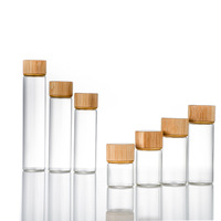 En Stock: Mini Tubos de Vidrio de 5ml, 6ml, 8ml, 10ml, 20ml, 25ml, 30ml, 45ml, 50ml, Frascos de Vidrio Transparente con Tapa de Rosca de Bambú