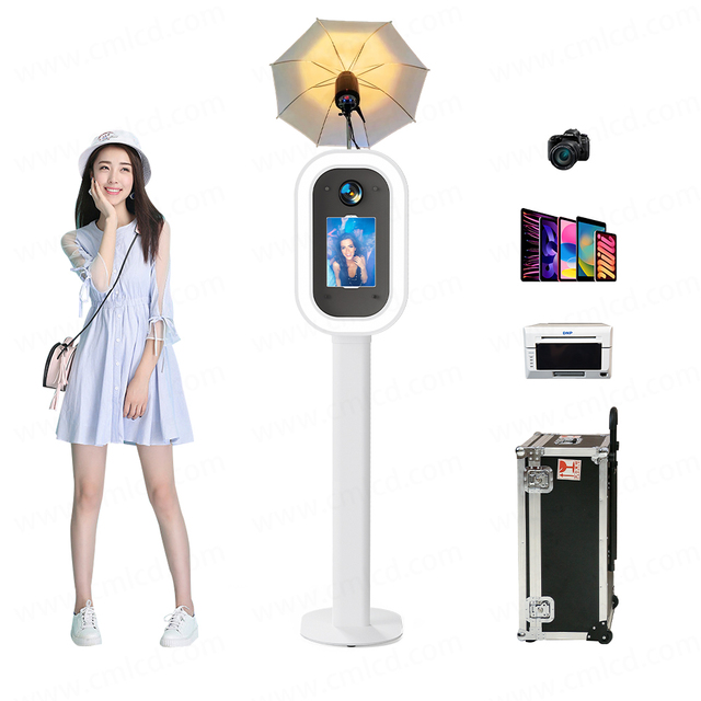 Modern Style Professional Photobooth for Commercial Events Oval LED Light iPad and DSLR Compatible Instant Photo Booth Machine
