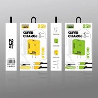 Chargeur super rapide 25W, chargeur rapide pour téléphone portable, chargeur USB de voyage avec câble USB, adaptateur secteur USB à charge rapide 25W