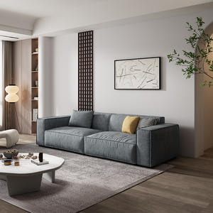 Sofá de Tela Moderno Minimalista Estilo Bloque, Gris de Alta Calidad, Desmontable y Lavable, Sofá Combinado para Sala de Estar Pequeña o Mediana - Product Image 1