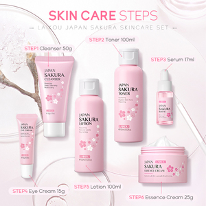 Laikou Nhật Bản <span class=keywords><strong>Sakura</strong></span> sản phẩm trên khuôn mặt cho các chuyên gia thuần chay bộ chăm sóc da 6pcs dưỡng ẩm chống lão hóa sáng sửa chữa Kem - Product Image 3