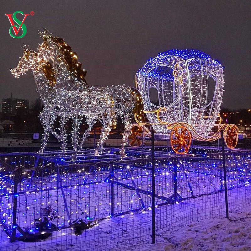 LED Santa Claus with Deer Sleigh Light for Holiday Show