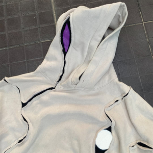 Sweat à capuche personnalisé coupé et cousu <span class=keywords><strong>Streetwear</strong></span> Ripped <span class=keywords><strong>Pull</strong></span> Over Hoodies Fabricant - Product Image 3