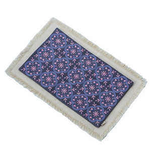 Tapis de thé en coton et lin de style chinois avec franges à pompons brodées, isolation thermique, accessoire textile pour la maison - Product Image 5