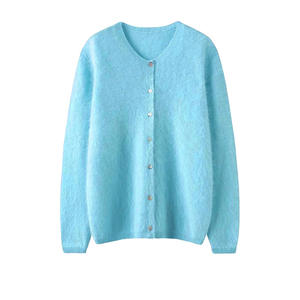 100% <span class=keywords><strong>cachemire</strong></span> brossé doux luxueux Cardigan pour femmes hiver <span class=keywords><strong>pull</strong></span> tricoté décontracté - Product Image 2
