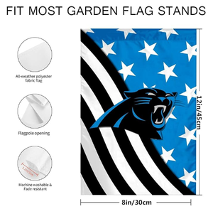 Bandera de Jardín Personalizada de los <span class=keywords><strong>Carolina</strong></span> Panthers con Diseño de la Bandera Americana, Impresa por Ambos Lados en Poliéster - Product Image 2