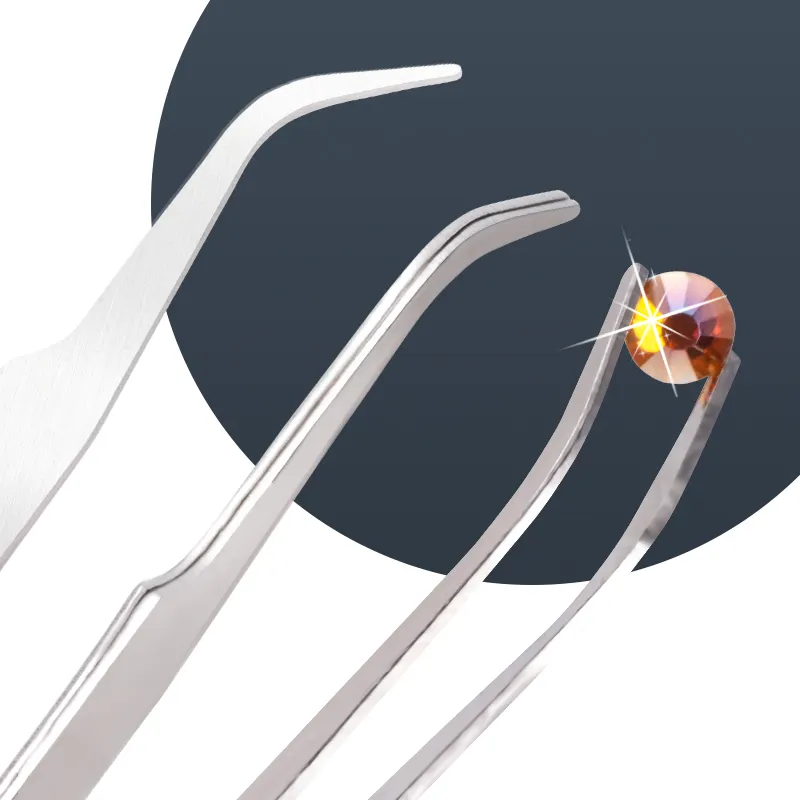 Nail Art Tools Cuticle Tweezers Stainless Steel Curved Nail Tweezer for Wholesale