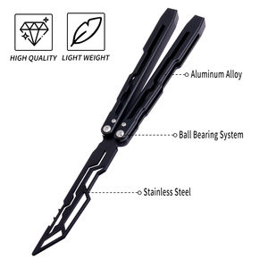 Couteau de poche multifonctionnel en aluminium EDC, couteau pliant d'entraînement pour débutants en plein air, couteau <span class=keywords><strong>Balisong</strong></span> portable pour entraînement - Product Image 2