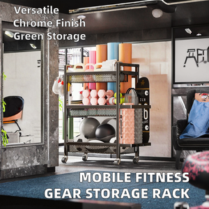 Support de rangement sportif pour équipement de fitness Armoire Garage Utilisation Roue Fitness Étagère pour tapis de yoga <span class=keywords><strong>Rouleau</strong></span> en <span class=keywords><strong>mousse</strong></span> Haltère Panier Marchandises - Product Image 2