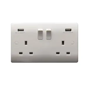 13A 2 Gang Switched đơn cực ổ cắm kép USB Outlet (3.1A)