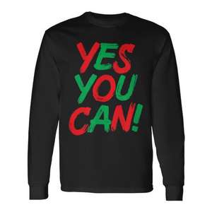 Yes You Can Long Sleeve <b>T</b>-<b>Shirt</b> <b>90s</b> Hip Hop Style Matching Pair - Product Image 1