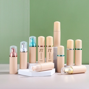 Stock 60ml Beige Mousse <b>Bottle</b> 50ml Apricot Eyelash Mousse Cleanser Dispenser <b>Bottle</b> Foam <b>Pump</b> <b>Bottle</b> - Product Image 1