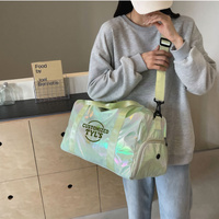 Sac de sport de luxe en nylon laser, imperméable, grande capacité, sac fourre-tout en nylon, sac de voyage, fitness, yoga, sac fourre-tout brodé coloré, logo personnalisé