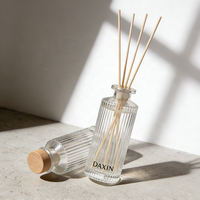 Flacon de parfum en verre transparent 150 ml, flacon de parfum à rayures 120 ml vide, flacon diffuseur en verre 200 ml avec bâtonnets en rotin à vendre