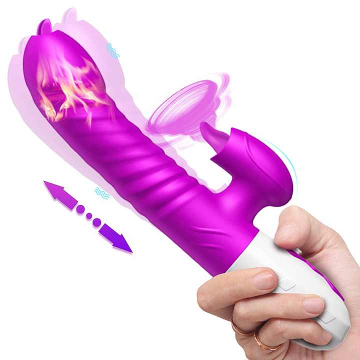 Zungen-Leck-Vibrator mit Teleskopfunktion, G-Punkt-Heizung,  Vagina-Klitoris-Stimulator, Rabbit-Vibrator, Sexspielzeug fr Frauen,  Leck-Dildo