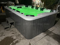 Piscine à remous japonaise 220-240V pour bain profond, jacuzzi public de massage et de relaxation pour 10 personnes avec oreiller