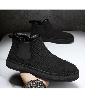Bottes courtes décontractées chaudes à tige haute pour hommes, collection automne-hiver 2022, chaussures de mode Joker en coton - Product Image 6