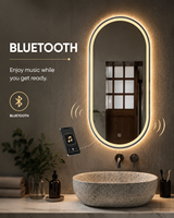 Miroir de salle de bain ovale intelligent à LED avec éclairage avant et arrière, gradation progressive, 3 températures de couleur, fonction mémoire, anti-buée