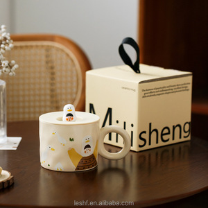 Taza creativa de cerámica bonita con tapa para café o agua Regalo de negocios perfecto - Product Image 6