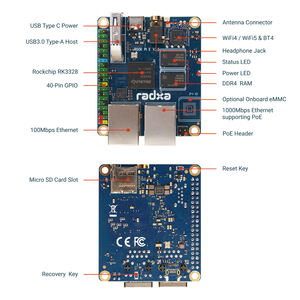 ROCK Pi E RK3328 4 cœurs SBC double Ethernet Gigabit WiFi4/WiFi5 en option eMMC Ordinateur monocarte Radxa - Product Image 2
