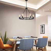 Lustre de style industriel américain, luminaire suspendu en fer noir pour restaurant, bar, café, luminaire décoratif
