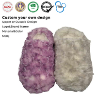 Chaussons d'intérieur personnalisés OEM pour femmes, en fausse fourrure moelleuse tie-dye, à bout fermé, respirants, pour l'hiver, doux et chauds, FAMA MOQ 500