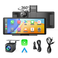 Caméra de rétroviseur 4K+1080P CarPlay Android Auto avec double objectif, écran tactile, moniteur de stationnement, DVR de voiture, caméra embarquée AI Carlover