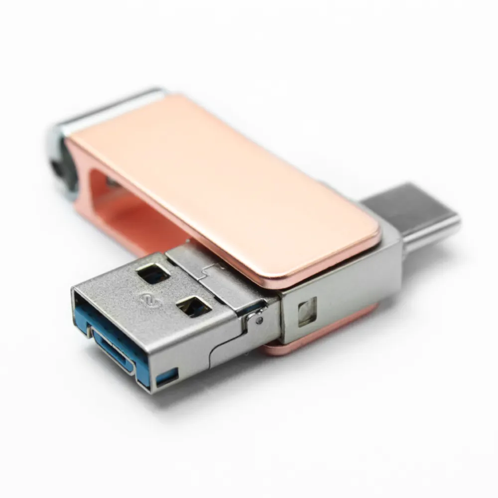Llavero USB Flash Drive para teléfono inteligente, memoria dual con logotipo, 128GB, 64GB, 32GB, 16GB