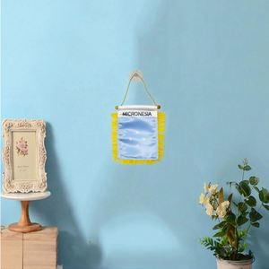 Custom Micronesia Satin Pennant Flag Digital Printed Automotive Mini Flag <b>Banner</b> with Yellow Tassels Made of Polyester Plastic - Product Image 2