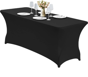 6FT Spandex <strong>Black</strong> <strong>Table</strong> Covers 4ft Fitted <strong>Table</strong> <strong>Clothes</strong> for 4 Foot Rectangle <strong>Tables</strong> - Product Image 1