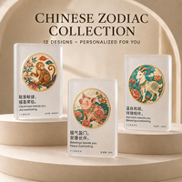Plaque de récompense personnalisée en cristal du zodiaque chinois, imprimée UV, motif animal personnalisé, trophée cadeau avec logo