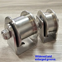 Rouleau de porte coulissante en acier inoxydable 304 à double roulement, en forme de U, V, H, robuste, silencieux, avec support de courroie, pièces de quincaillerie épaissies