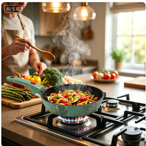 Juego de utensilios de cocina de acero al carbono con revestimiento antiadherente, <span class=keywords><strong>mango</strong></span> desmontable de baquelita y diseño de mármol verde, apto <span class=keywords><strong>para</strong></span> inducción, que incluye cacerola y sartén. - Product Image 2