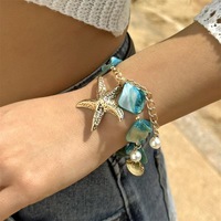 Nouveau Collier de style international pour femme, multicouche, massif, en alliage doré, avec perles imitation perle, perles en forme d'étoile de mer et coquillages, style Europe-Amérique, de niche