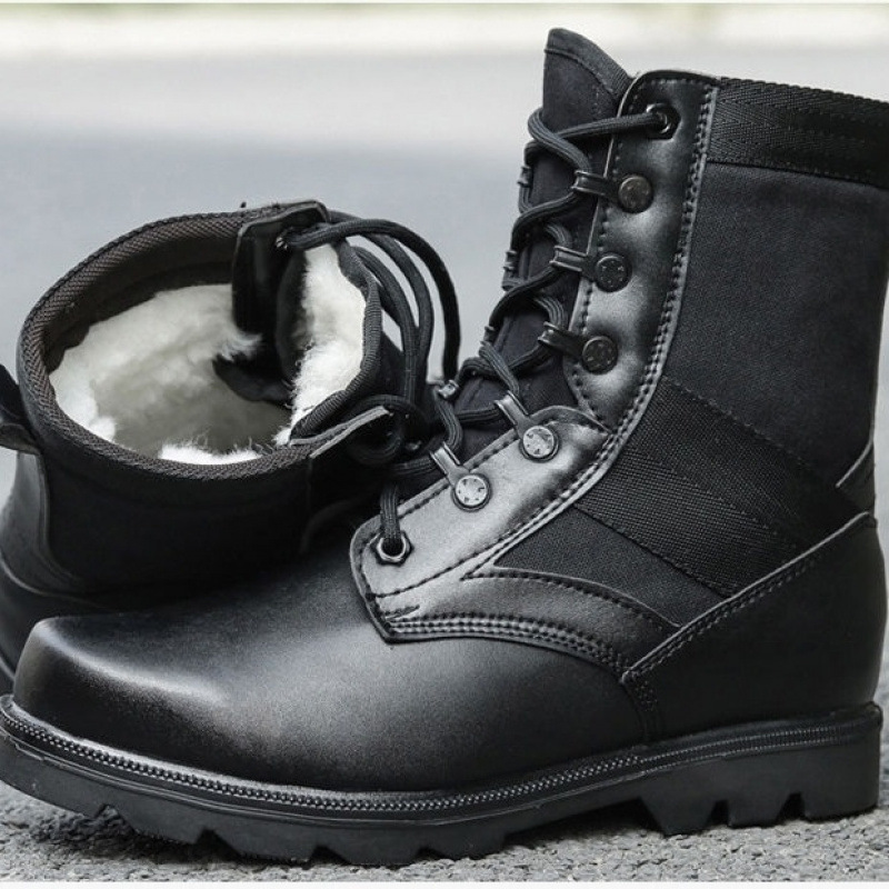 สไตล์หัวเหล็กลูกวูลพรีเมี่ยมฤดูหนาวสีดำ