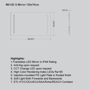 Nouvelle Lampe LED Rectangulaire NewThingLine à Longueur Personnalisée <span class=keywords><strong>avec</strong></span> <span class=keywords><strong>Interrupteur</strong></span> Tactile/Sensoriel et Fonction Dimmable |   Classement IP44 Garantie <span class=keywords><strong>de</strong></span> 3 ans pour les projets - Product Image 3