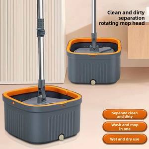 Mopa Doméstica <span class=keywords><strong>de</strong></span> Microfibra <span class=keywords><strong>de</strong></span> Acero, <span class=keywords><strong>de</strong></span> Una Sola Pasada, Manos Libres, Ecológica, Panel Grande, Doble Uso Húmedo/Seco, Separación <span class=keywords><strong>de</strong></span> Aguas Residuales, Rotación y Escurrido - Product Image 3