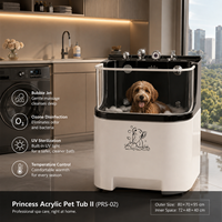 Baignoire SPA pour animaux de compagnie en acrylique à triple drain anti-colmatage, station de lavage pour chiens à micro-bulles avec fenêtre en verre pour clinique vétérinaire