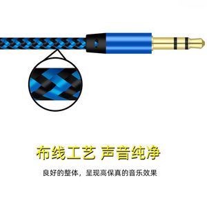 3.5Mm Braided Audio <b>Cable</b> Male To Male Gold Plated Connector Car <b>Aux</b> Audio <b>Cable</b> For Vehicle Use - Product Image 3
