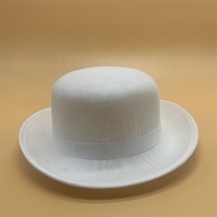 Chapeau en feutre de laine pour femme, chapeau d'uniforme de sécurité, chapeau d'officier, chapeau de parade blanc en maille, chapeau melon