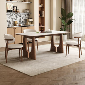 Set Tavolo da Pranzo e Sedie <span class=keywords><strong>in</strong></span> Stile Nordico Semplice, Rettangolare, <span class=keywords><strong>in</strong></span> <span class=keywords><strong>Legno</strong></span> Massello Ecologico Fatto a Mano con Piano <span class=keywords><strong>in</strong></span> Marmo, per Arredamento Casa - Product Image 3