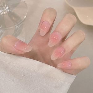 24 pièces de faux ongles de qualité supérieure, couleur unie <span class=keywords><strong>rose</strong></span> dégradé, style Armor, très demandés à l'international, pour un look élégant - Product Image 3
