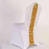 Vente en gros de housses de chaises de banquet de mariage en feuille d'argent housse de chaise en spandex extensible à volants en polyester pour événements