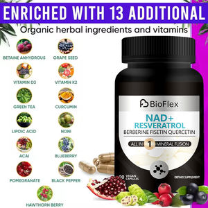 थोक ओएम निजी लेबल शाकाहारी निकोटिनामाइड राइबोसाइड रेस्वेराट्रोल कैप्सूल, एंटी-के लिए 90 बूस्टर पूरक कैप्सूल - Product Image 3